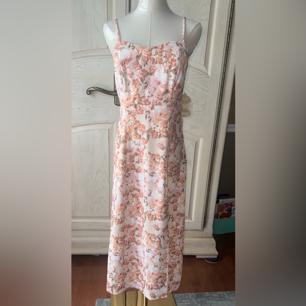 NWT Altar’d State Nancy Floral Midi Dress Natural Small